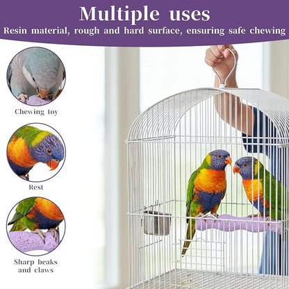 Bird Beak Grinding Stone, 2 Pcs Parrot Resin Beak Grinder Stones Anti-Slip Parakeet Nail Trimming Stick Platform Foot Claws Trimmer for Parrot Cage Accessories