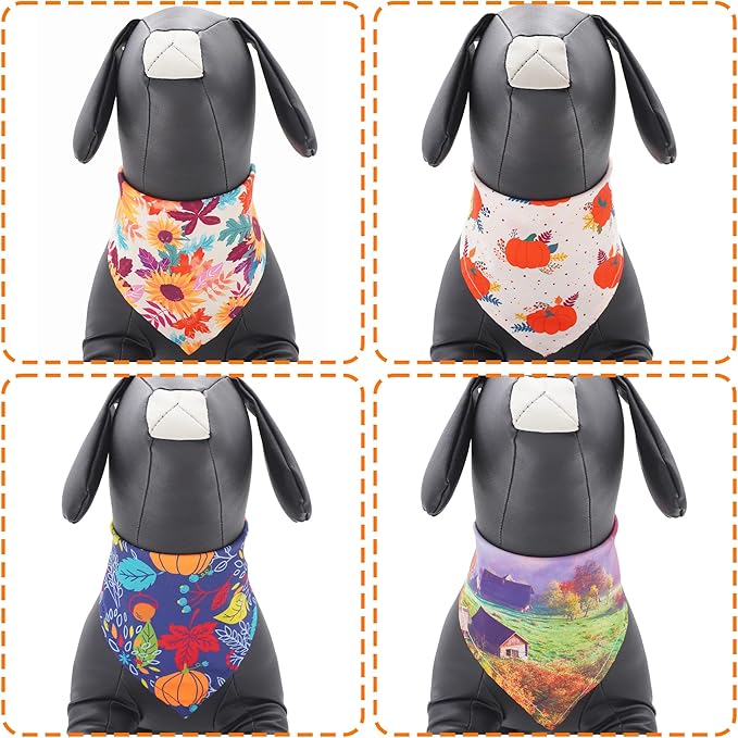 30 Pack Fall Dog Bandanas Bulk for Large Dogs 33 Inch XL Stitch Edge Dog Bandanas Adjustable Autumn Scarves Grooming L