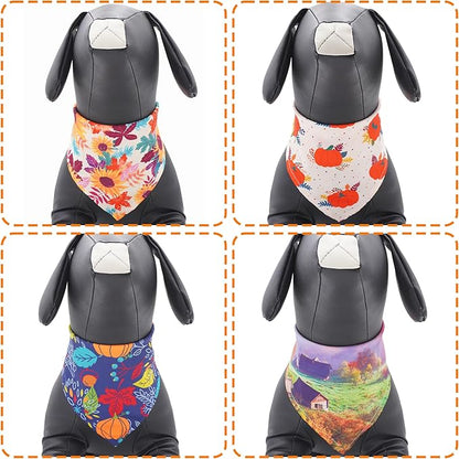 30 Pack Fall Dog Bandanas Bulk for Large Dogs 33 Inch XL Stitch Edge Dog Bandanas Adjustable Autumn Scarves Grooming L