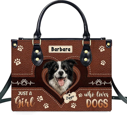 Personalized Pet Mom Leather Handbag – Custom Name Dog Cat Photo Purse, Pet Lover Gifts for Women, Christmas