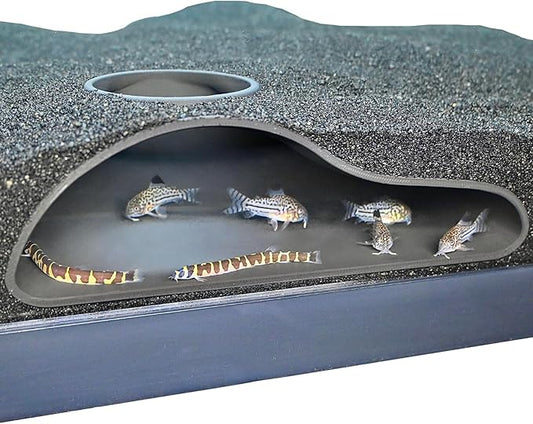 Aquarium Underground Tunnel Cave Natural Curve | Viewing Fish & Shrimp Under Gravel Tunnel | Fish Tank Decor Decoration Hideout Perfect for Corydora Catfish, Kuhli Loach, Clown Loach, Pleco