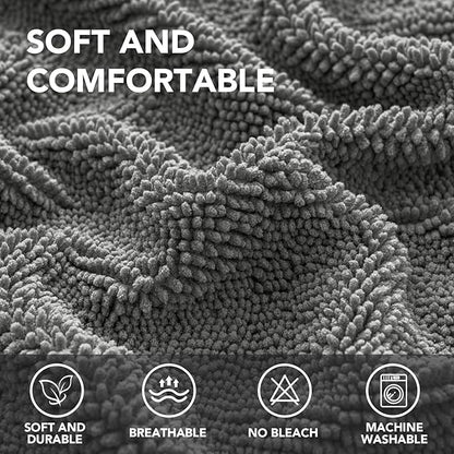 H.VERSAILTEX Non Slip Pet Couch Cover Chenille Dog Bed Protector Thick Soft Sofa Slipcover Pet Friendly Washable Couch Cushion Covers for Pets (68" x 82", Gray)
