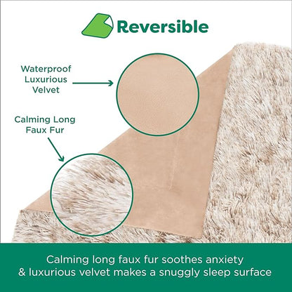 Furhaven Waterproof Throw Blanket for Dogs & Indoor Cats, Washable - Shaggy Plush Calming Long Faux Fur & Velvet Dog Blanket - Driftwood, Small (Pack of 2)