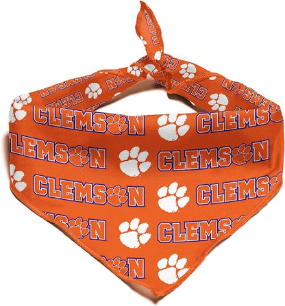 Clemson Tigers Officially Licensed Bandana for Dogs and Cats | Fits Pets Great Gift Idea | Easy-to-Tie (Small, 13")