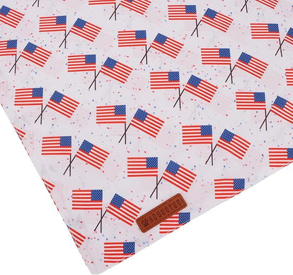 ADOGGYGO American Flag Dog Bandana 2 Pack, Reversible White Red USA Flag Pet Scarf Bib, Adjustable Fit 4th of July Bandanas for Extra Large Dogs Pets (X-Large)