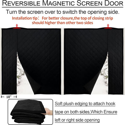 Reversible Wide Magnetic Thermal Insulated Door Curtain for Winter,Thicken Polyester Fiberfill & Heavy Duty Oxford Cloth,Temporary Window Insulation Cover Curtain for French Sliding Door,62”x81”