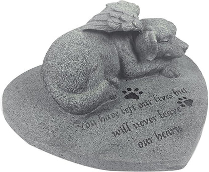 Angel Dog Pet Memorial Stone, Outdoor Decor, Pet Loss Headstone, Memorial Sculpture for Dog Grave Marker