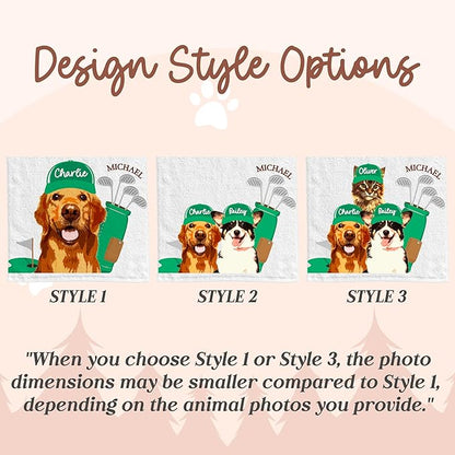 Custom Pet Golf Towel – Personalized Golf Club Towel with Your Dog or Cat Photo & Name – Unique Pet Lover Golf Accessory Gift for Golfers & Pet Owners – Christmas, Birthday or Father’s Day Present