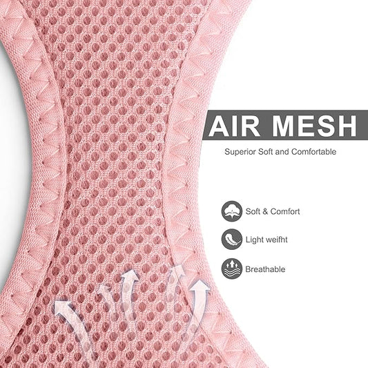 Fida Comfy Dog Harness with Leash, Soft Puppy Vest Escape Proof, Breathable Lightweight Soft Mesh, Adjustable Reflective Step-in Harness for Small Dogs Walking (S, Pink)