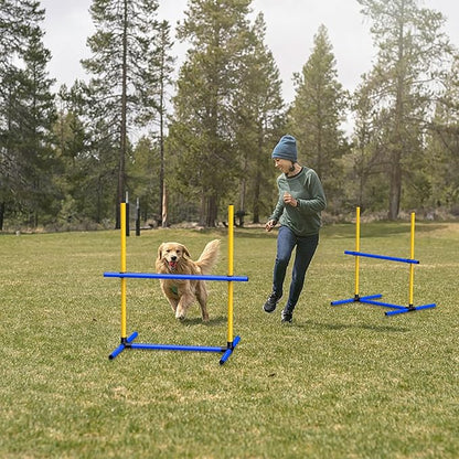 Dog Jumps Agility Equipment with Adjustable Height Jump Bars Adjustable Dog Agility Jumps with Carry Bag Exercise Dog Jumping Hurdles for Outdoor Indoor Dog Agility Course Game (4 Pack)