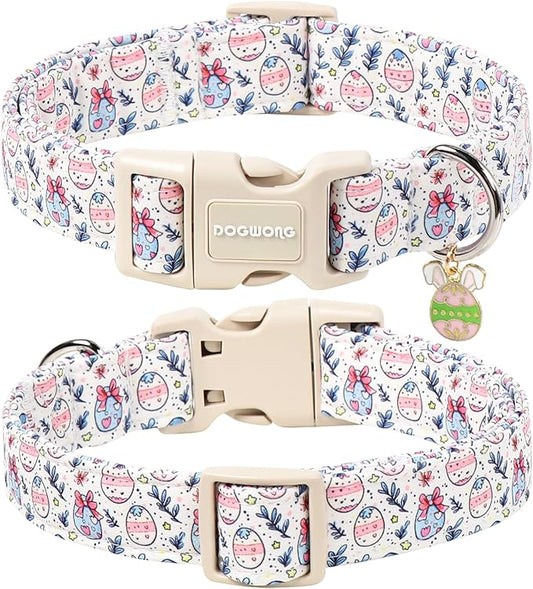 DOGWONG Cute Easter Egg Dog Collar, Adjustable Soft Egg Pet Collar for Small Medium Large Dogs,L Visit The Elegant Little Tail Store