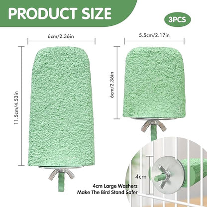 3Pcs Beak Grinder for Birds: Parakeet Beak Grinding Stone&Nail Trimming Perch-Flat Perches for Bird Cages,Budgie Cage Accessories