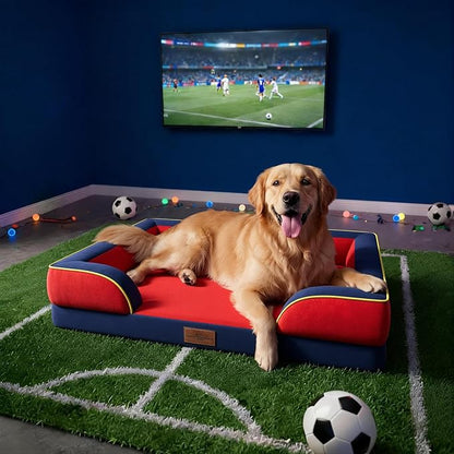 Comfort Expression Orthopedic Dog Bed for Extra Large Dogs 42x30 Inch, Waterproof Egg Crate Foam XL Pet Bed with Removable Bolsters, Dog Couch with Washable Cover & Non-Slip Bottom, Kansas