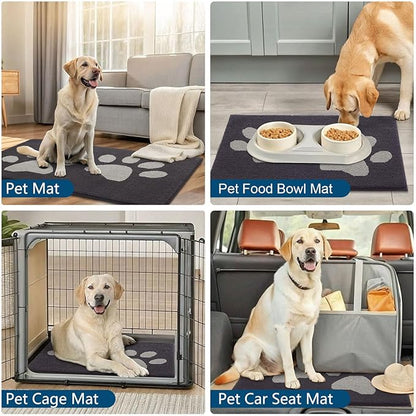 Buganda Dog Door Mat for Muddy Paws, Absorbent Dirt Trapper Washable Indoor Doormats, Non Slip Low-Profile Mud Mat for Dogs, Front Entrance Doormat for Inside Floor (59x20 Inches, Dark Grey)