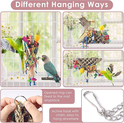 KATUMO Bird Toys, Seagrass Basket Toy with Array of Chewable Parrot Foraging for Small Medium Parrot Birds