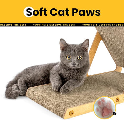 A-Frame Cat Scratcher Vertical & Horizontal Scratching pad for Multiple Cats, Double-Sided Scratch & Lounge Cardboard, Reclaimed Wood Look, Easy Assembly