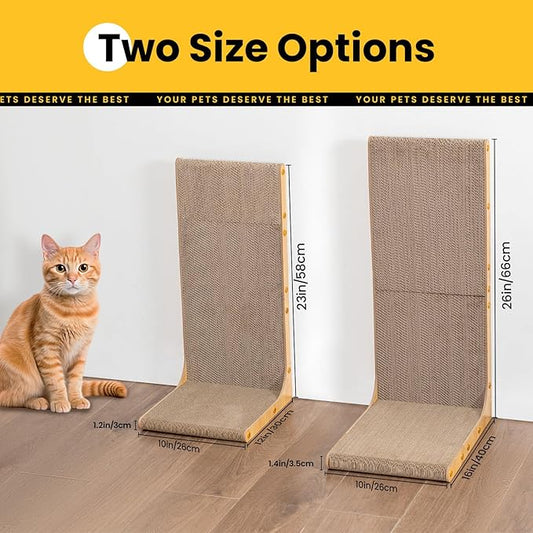 Cardboard Cat Scratcher,23 Inch L Shape Scratch Pad Wall Mounted,Vertical Scratching Board, Durable Cardboard to Protect Furniture for Indoor Cats,Wood Grain Large
