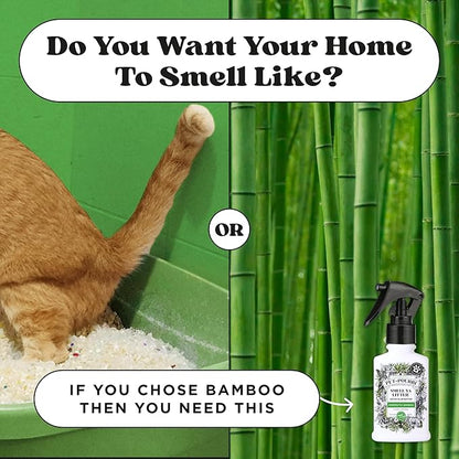 Pet-Pourri Smell Ya Litter Cat Litter Deodorizer Spray, Purrfectly Bamboo 3.4 Fl Oz, Up to 170 Uses, Pet Odor Remover with Essential Oils for Air, Carpet, Urine, Vet Recommended, Bergamot Bamboo Scent