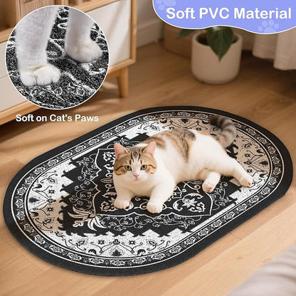 Bienbee Cat Litter Mat, 33" x 22" Large Size Litter Box Mat Rug with Non-Slip Bottom,Urine and Water Proof, Easy to Clean Cat Supplies Essentials for Indoor Kitty Kitten Floor, Black L