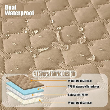 Smiry Waterproof Dog Bed Cover Blanket, Soft Reversible Pet Blanket, Washable Leakproof Cats Dogs Couch Cover for Sofa, Couch, Furniture (40x50 Inch, Camel/Beige)