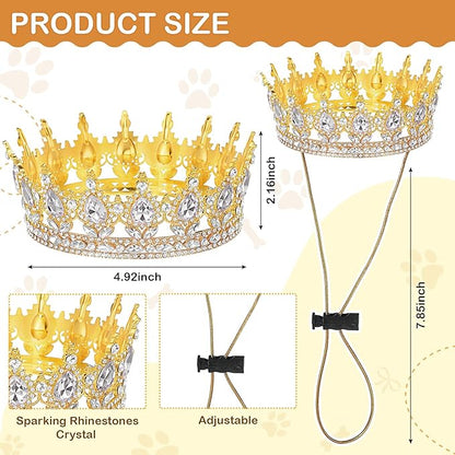 Abbylike Pet Rhinestone King Crown, Queen Crown for Birthday New Year Costume for Small Dog Cat Cosplay Party Accessories Adoption Celebration Wedding Birthday Photos Prop Costume(White,Large)
