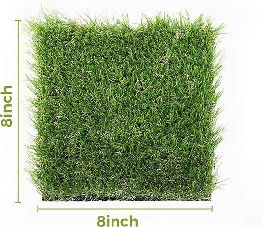 Artificial Grass Rug Indoor Outdoor, 8 x 8Inch Faux Grass Turf Sample, Realistic Artificial Lawn Rug Dog Pets Mat, Turf Carpet for Garden Lawn Landscape Balcony Patio Backyard Easter Decor