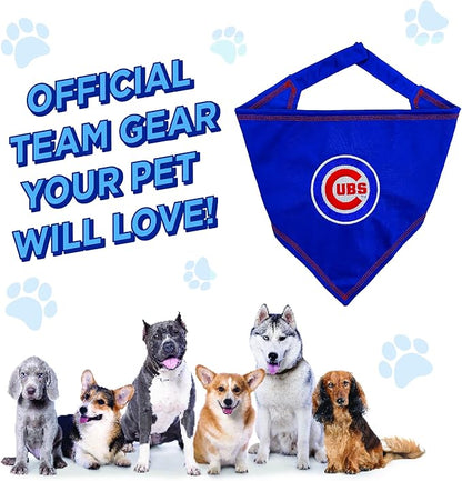 Pets First MLB Chicago Cubs TIE Bandana, Small/Medium. Dog Bandana Scarf Bib for Pet Cat Dog. The Ultimate Game-Day, Party Bandanna, Birthday Event