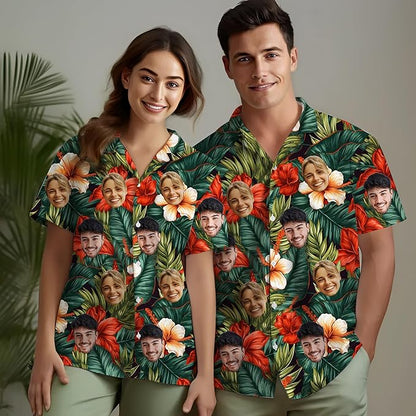 Custom Hawaiian Shirt with Face Photo Picture for Men Women Kids Youth Adult, Tropical Personalized Hawaiian Shirts Gift