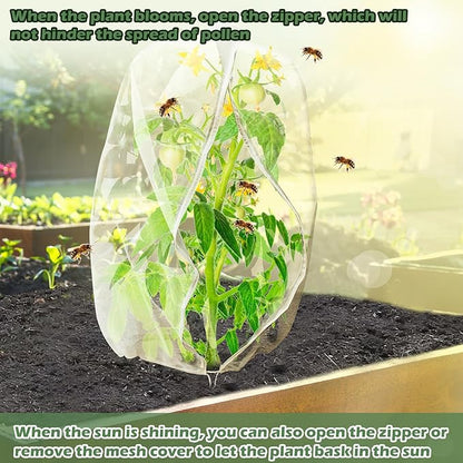 6Pcs Plant Covers from Insects, 3Size Bird Netting Barrier for Blueberry Bushes with Drawstring Zipper Mesh Garden Netting Plants Bags for Protect Fruits Tree Tomato Vegetable 2.6×3.3, 3.3×5, 4×5Ft