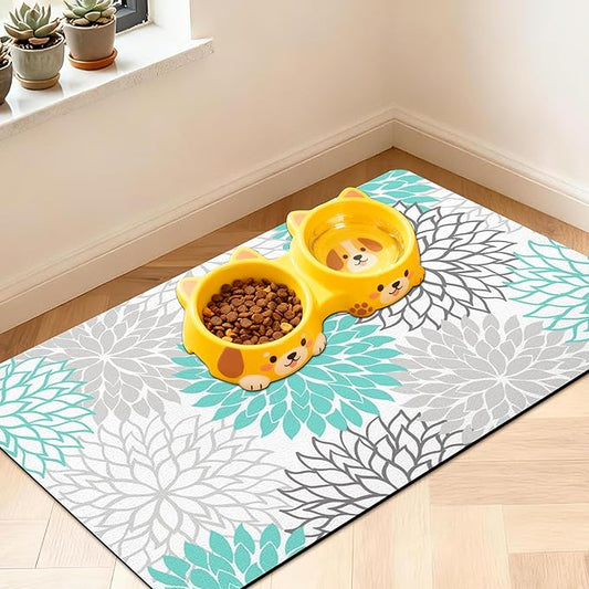 Pet Feeding Mat for Floors Waterproof Dog Mat for Food and Water Absorbent Quick Dry Non Slip mat for Cat Bowls