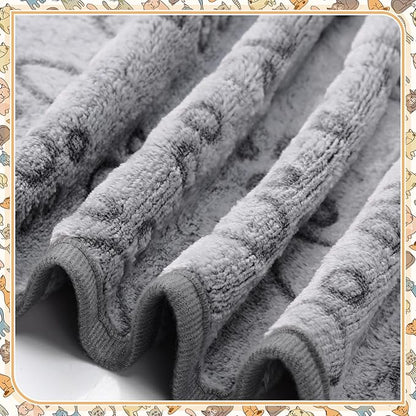 Tegeme 12 Pcs Pet Blankets Soft Fluffy Fleece Dog Cat Warm Paw Print Pattern Blankets Flannel Throw for Pets Dog Puppy Cat(30 x 20 Inch,Gray)