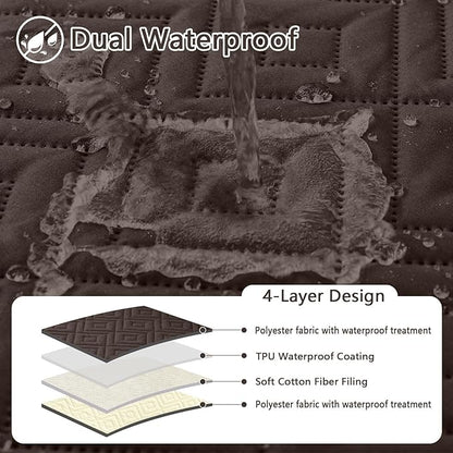 hyha Waterproof Dog Blanket, Soft Dog Bed Cover Pet Blankets, Waterproof Sofa Couch Cover for Dogs Washable, Reversible Pet Couch Covers for Sofa Furniture (68x82 Inch, Chocolate/Beige)