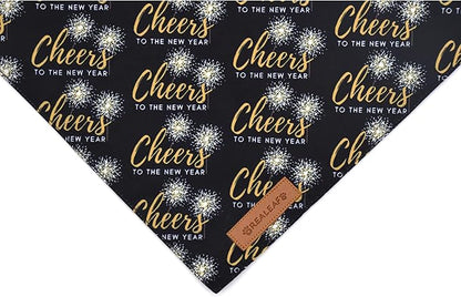 Realeaf New Year Dog Bandanas 2 Pack, Cheers to The New Year Dog Scarf for Boy and Girl, Premium Durable Fabric, Holiday Bandana for Medium and Large Dogs Cats Pets (Large)