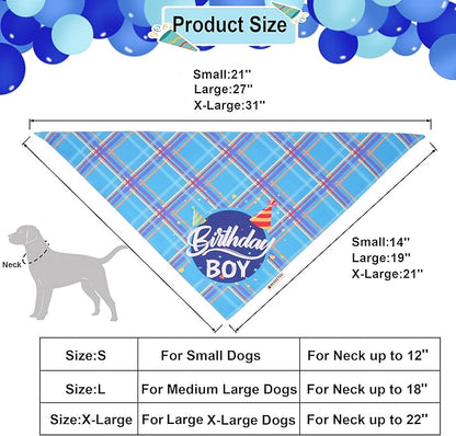 ADOGGYGO Dog Birthday Party Supplies, Blue Birthday Boy Bandana, Bowtie, Numbers, Party Hat for for Medium Large Dogs (Large)