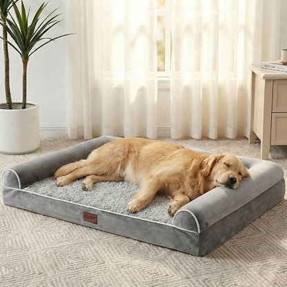 WESTERN HOME Dog Beds Large Sized Dog, Orthopedic Large Pet Bed with Waterproof Lining, Removable Washable Cover and Nonskid Bottom, Medium Couch, Grey