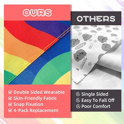 PAWCHIE 4 Pcs Dog Bandanas Gay Pride Rainbow Bandanas, Rainbow Scarf for Boy and Girl, Colorful Pet Triangle Scarf Bibs, Adjustable with Two Snaps - Kerchief Set Accessories for Dogs Puppy Cats, S