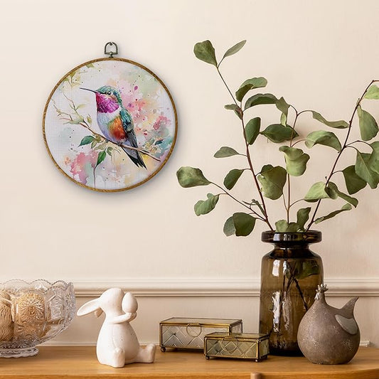 DILSJ Hummingbird Decor, Hummingbird Gifts for Women Canvas Wall Art Framed, Cottagecore Bird Hanging Decorations for Home Bedroom Living Room, 10x10 Inch