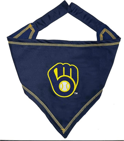 Pets First MLB Milwaukee Brewers TIE Bandana, Large/Extra Large. Dog Bandana Scarf Bib for Pet Cat Dog. The Ultimate Game-Day, Party Bandanna, Birthday Event
