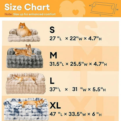 FUNNY FUZZY Pet Fluffy Fuzzy Couch Cover, Calming Washable Dog Bed Sofa Protector Pets Mat for Small Dogs and Cats (Coffee,27.56 × 24.02 × 5.51 in)