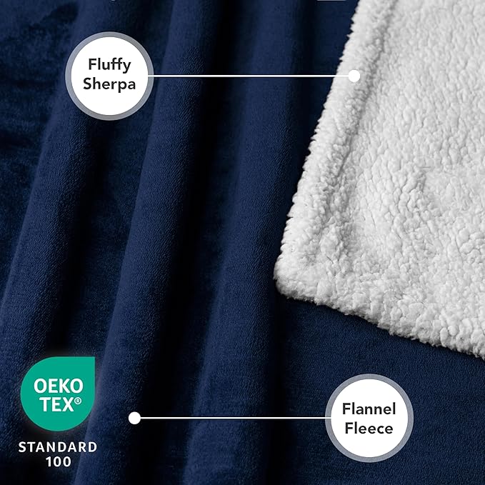 PetAmi Dog Blanket for Medium Large Dogs, Pet Bed Blanket Cat Puppy Kitten, Fleece Furniture Couch Cover Protector Sofa Car, Soft Sherpa Dog Throw Plush Reversible Washable, 40x60 Blue