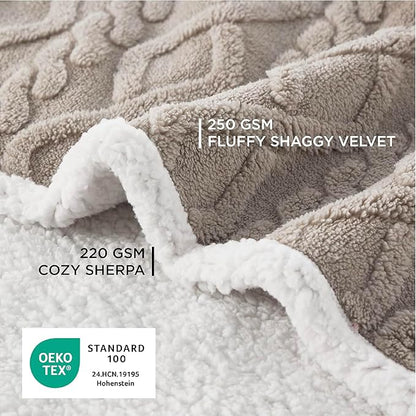Bedsure Waterproof Dog Blankets for Medium Dogs - Pet Blanket for Couch Protector Washable, Jacquard Coral Fleece Cat Throw Blanket, Soft Plush Reversible Furniture Protection, 30"x40", Pale Oak