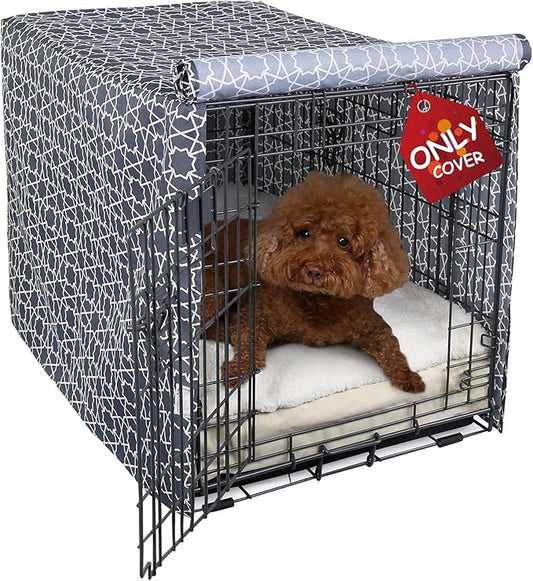Explore Land Pattern Dog Crate Cover for 30 Inches Wire Cage, Heavy-Duty Polyester 1 2 3 Doors Standard Metal Pet Kennel Enclosure (Morocco)