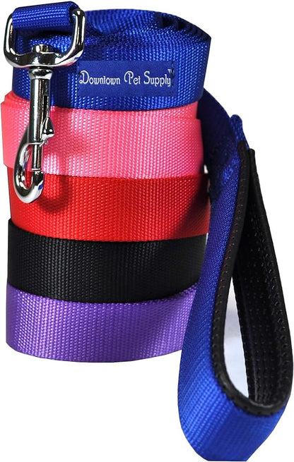 Downtown Pet Supply 4ft Heavy-Duty Dog Leash - Padded Comfort Handle & Stainless Steel Fastener - 0.75in Wide Red Leash