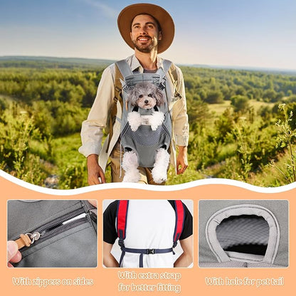 Dog Carrier Backpack, Pet Front Carrier Backpack Legs Out Dog Chest Carrier for Small Medium Dogs, Hands-Free Cat Backpack Carrier Dog Travel Backpack Airline Approved Hiking Bike Motorcycle