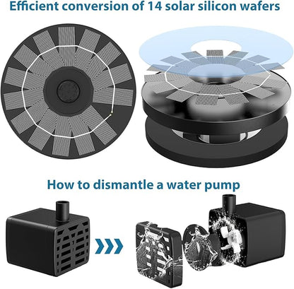 AISITIN Outdoor Solar Garden Fountain 3.5W Solar Pump Outdoor Pond with 6 Nozzles Floating Solar Fountain Pump for Bird Bath, Aquarium, Garden Fountain (1 Piece)