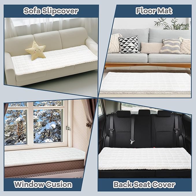 Washable Dog Couch Cover Protector, Non Slip Dog Bed Mat Machine Washable Large Blanket for Dogs, Pet Couches Covers for Sofa (Cream, 24.8 * 53.9 '')