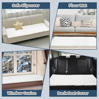 Washable Dog Couch Cover Protector, Non Slip Dog Bed Mat Machine Washable Large Blanket for Dogs, Pet Couches Covers for Sofa (Cream, 27.6 * 70.9 '')