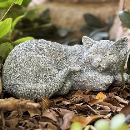 Cats Memorial Stone Garden Statue, Pet Statues Gifts for Loss of Cat Sympathy, Grave Markers for Garden Outdoor Statue Decor, 11.4” L Garden Decorative Tabby Figurine