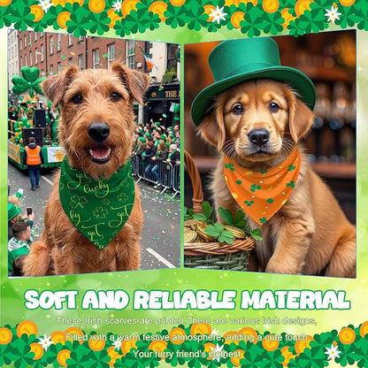 Abbylike 50 Pcs St Patrick's Day Dog Bandanas Bulk Green Shamrocks Bandanas for Dogs Triangle Kerchief Bibs Scarf for Pet Irish Costume Photo Props Pet Shops Groomer, 25 Styles (25.6 x 17.7 x 17.7)
