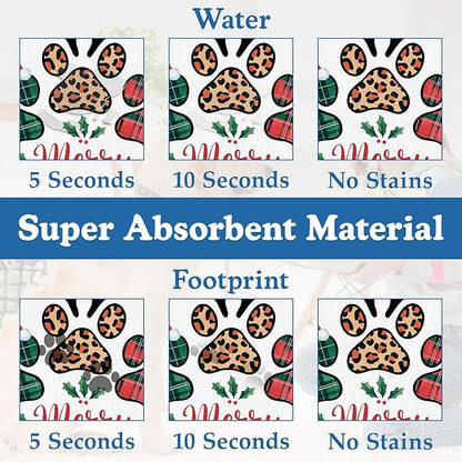 Dog Christmas Dog Food Mat–Christmas Stocking Absorbent Quick Dry Feeding Placemat for Food and Water Bowls, Non Slip Rubber Backing, Waterproof Pet Supplies for Mess-Free Eating 12"x20"